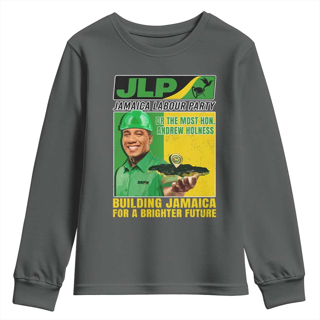 Andrew Holness Youth Sweatshirt Building Jamaica For A Brighter Future Jamaica Labour Party TS11 Dark Heather Print Your Wear