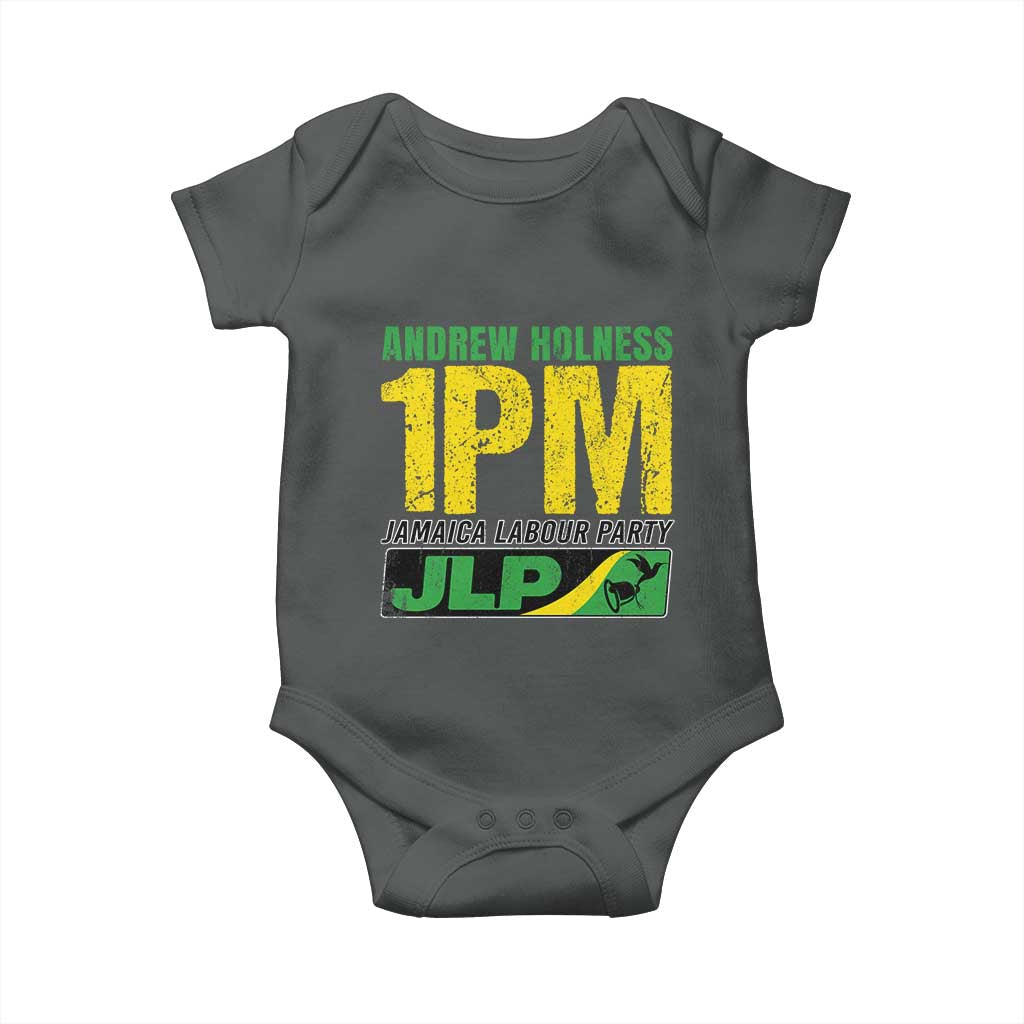 1PM Jamaica Andrew Holness Baby Onesie Jamaica Labour Party JPL Supporter TS11 Dark Heather Print Your Wear