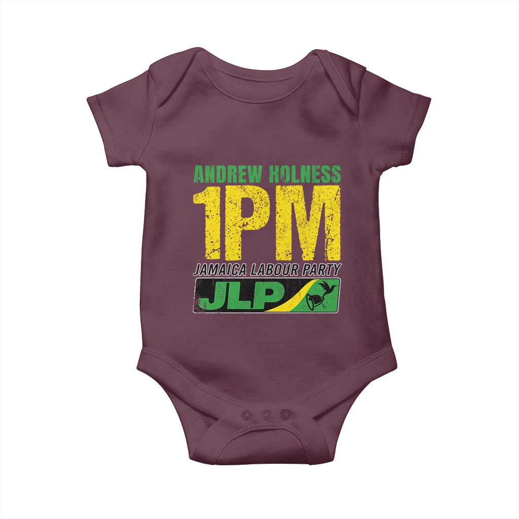 1PM Jamaica Andrew Holness Baby Onesie Jamaica Labour Party JPL Supporter TS11 Maroon Print Your Wear