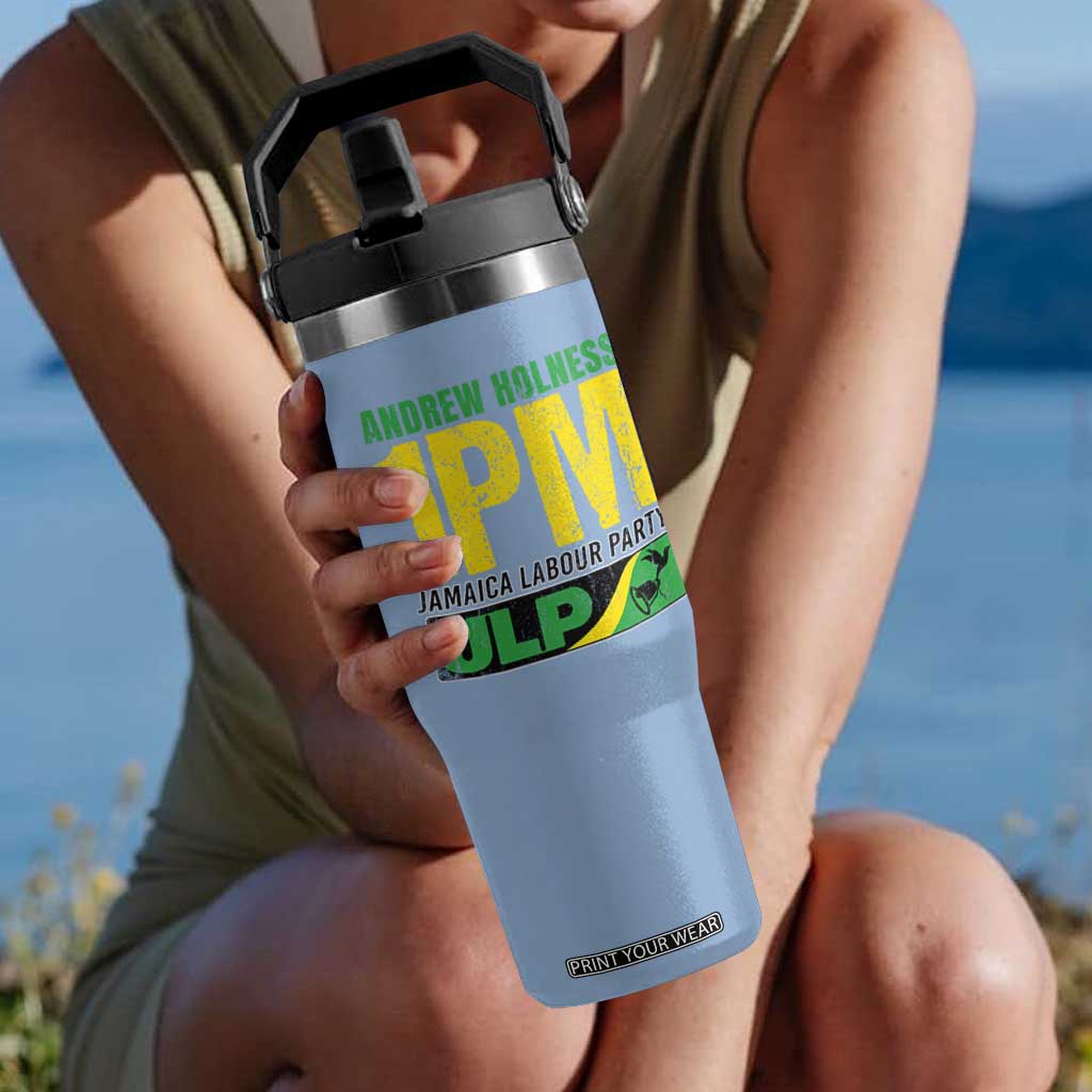 1PM Jamaica Andrew Holness Flip Straw Tumbler Jamaica Labour Party JPL Supporter TS11 One Size: 30 oz Light Blue Print Your Wear