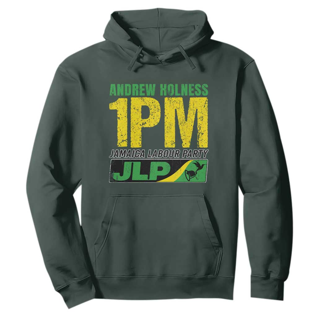 1PM Jamaica Andrew Holness Hoodie Jamaica Labour Party JPL Supporter TS11 Dark Forest Green Print Your Wear