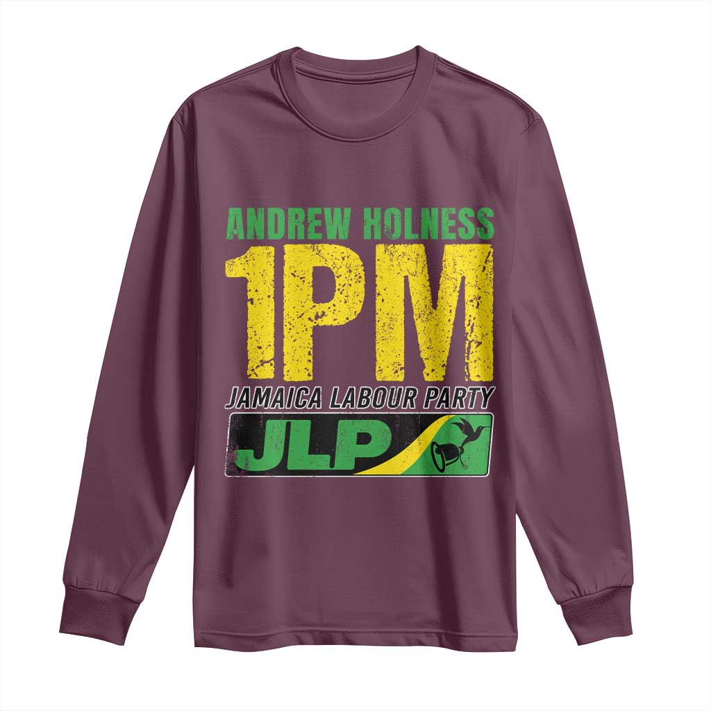 1PM Jamaica Andrew Holness Long Sleeve Shirt Jamaica Labour Party JPL Supporter TS11 Maroon Print Your Wear