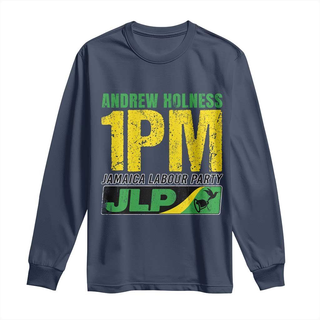 1PM Jamaica Andrew Holness Long Sleeve Shirt Jamaica Labour Party JPL Supporter TS11 Navy Print Your Wear