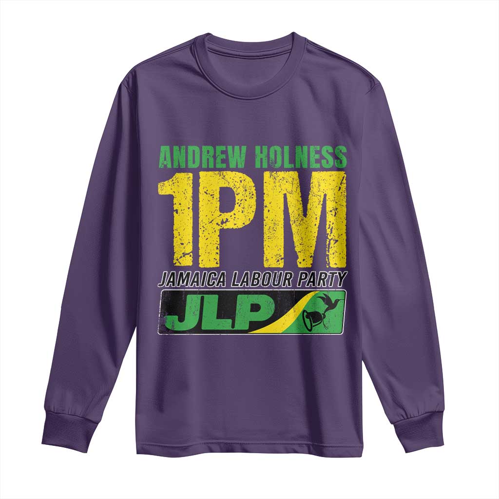 1PM Jamaica Andrew Holness Long Sleeve Shirt Jamaica Labour Party JPL Supporter TS11 Purple Print Your Wear