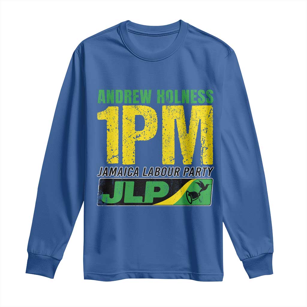 1PM Jamaica Andrew Holness Long Sleeve Shirt Jamaica Labour Party JPL Supporter TS11 Royal Blue Print Your Wear