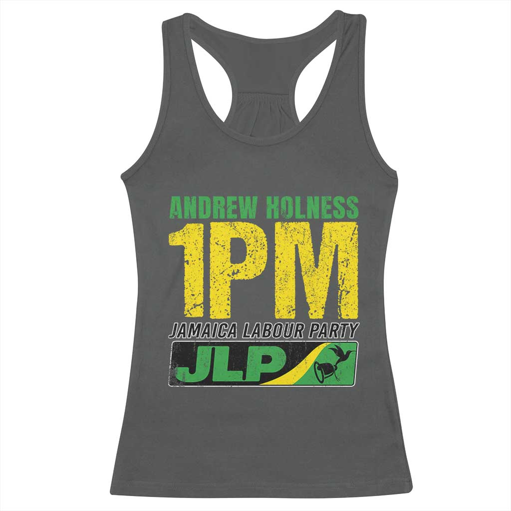 1PM Jamaica Andrew Holness Racerback Tank Top Jamaica Labour Party JPL Supporter TS11 Dark Heather Print Your Wear