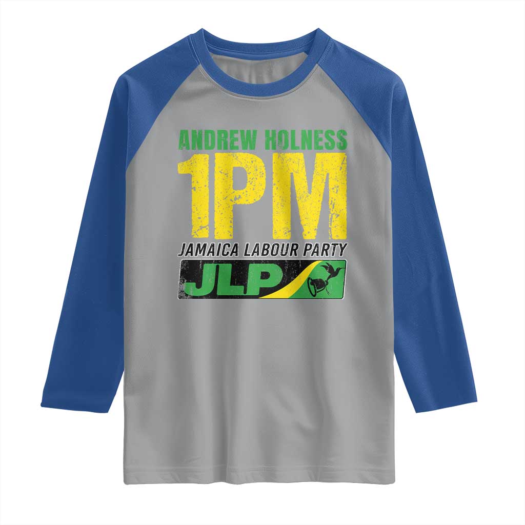 1PM Jamaica Andrew Holness Raglan Shirt Jamaica Labour Party JPL Supporter TS11 Sport Gray Royal Print Your Wear
