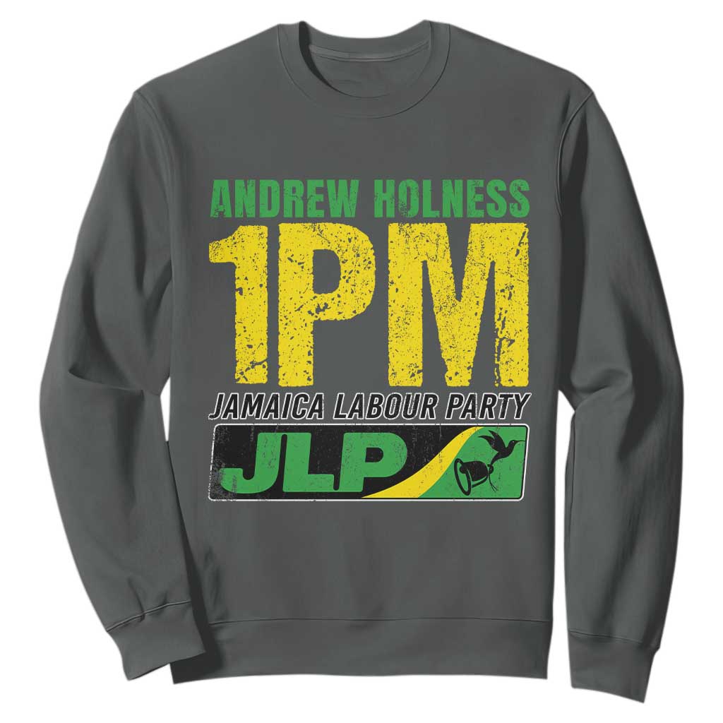 1PM Jamaica Andrew Holness Sweatshirt Jamaica Labour Party JPL Supporter TS11 Dark Heather Print Your Wear