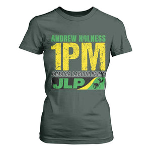1PM Jamaica Andrew Holness T Shirt For Women Jamaica Labour Party JPL Supporter TS11 Dark Forest Green Print Your Wear