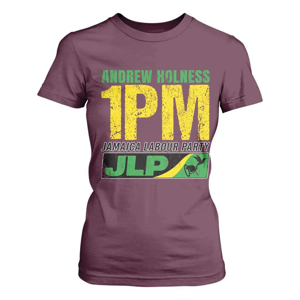 1PM Jamaica Andrew Holness T Shirt For Women Jamaica Labour Party JPL Supporter TS11 Maroon Print Your Wear