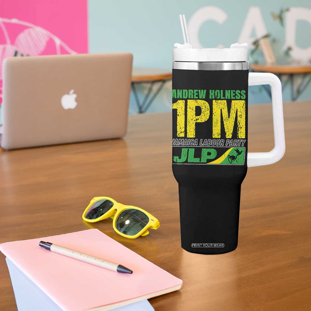 1PM Jamaica Andrew Holness Tumbler With Handle Jamaica Labour Party JPL Supporter TS11 Print Your Wear