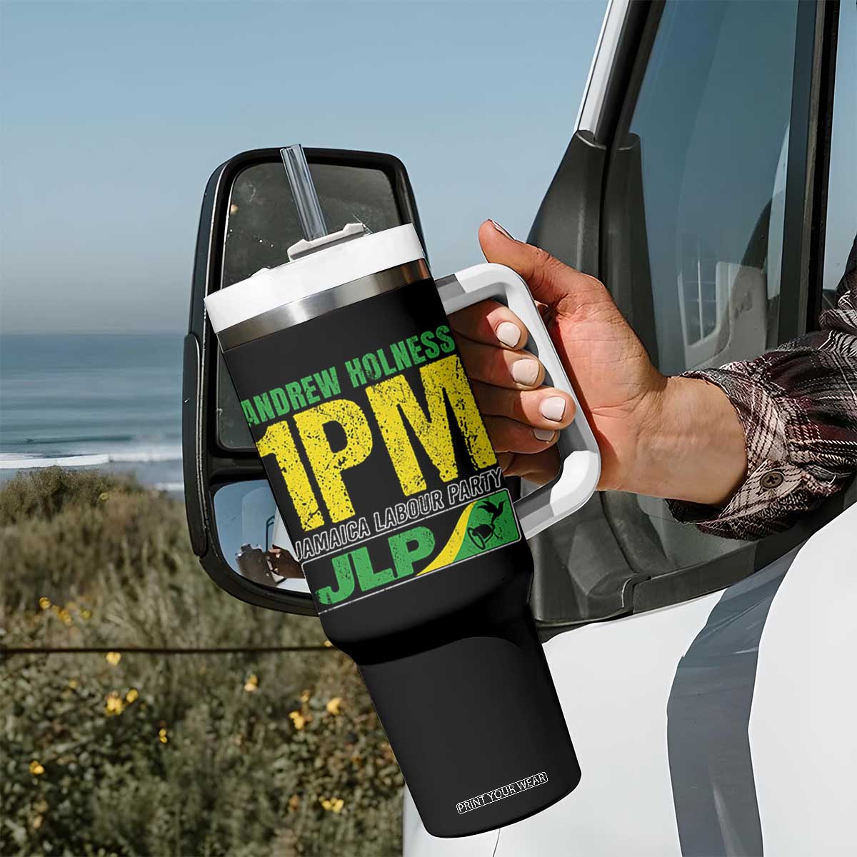 1PM Jamaica Andrew Holness Tumbler With Handle Jamaica Labour Party JPL Supporter TS11 Print Your Wear