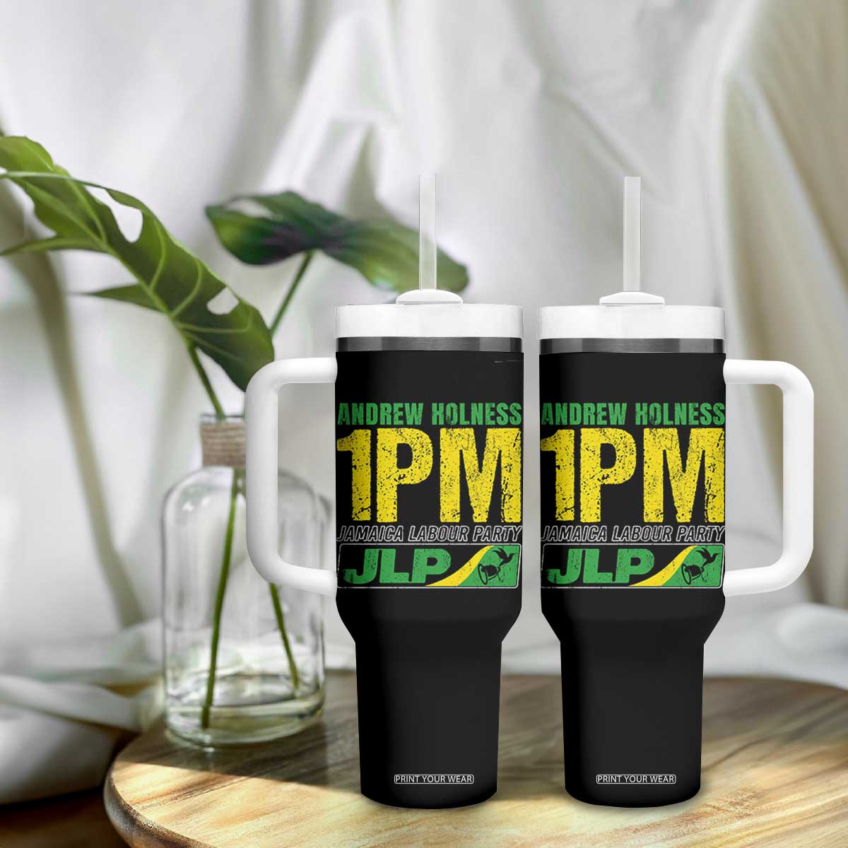 1PM Jamaica Andrew Holness Tumbler With Handle Jamaica Labour Party JPL Supporter TS11 Print Your Wear