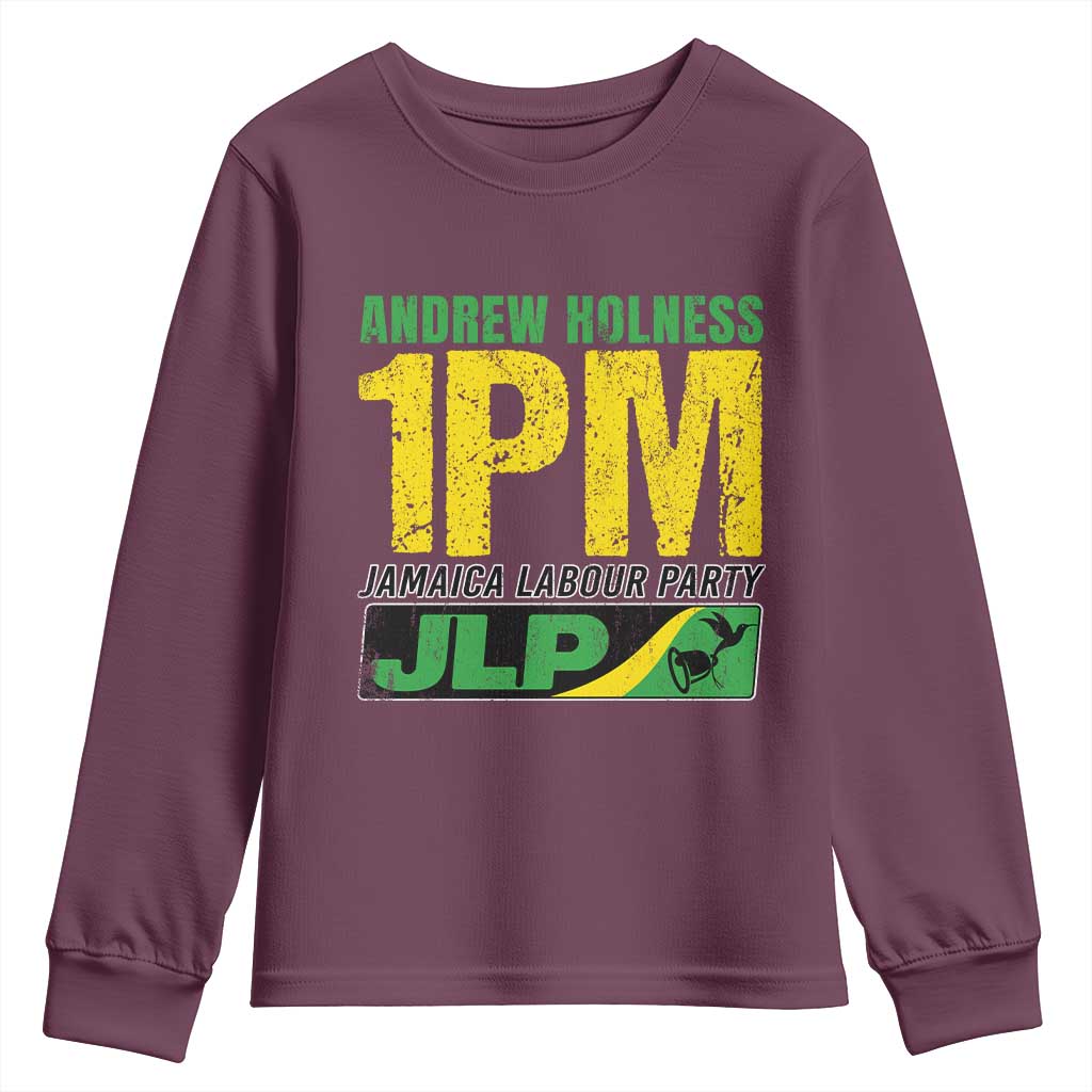 1PM Jamaica Andrew Holness Youth Sweatshirt Jamaica Labour Party JPL Supporter TS11 Maroon Print Your Wear