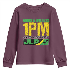 1PM Jamaica Andrew Holness Youth Sweatshirt Jamaica Labour Party JPL Supporter TS11 Maroon Print Your Wear