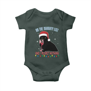 Funny Christmas Black Cat Baby Onesie On The Naughty List And I Regret Nothing Candy Cane TS11 Print Your Wear