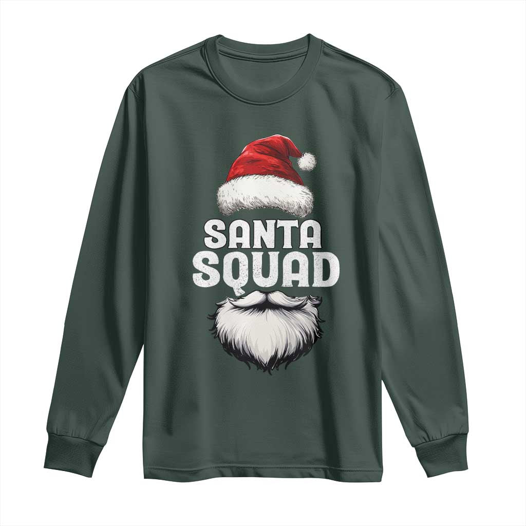 Funny Christmas Long Sleeve Shirt Santa Squad Xmas Team Family Matching TS11 Dark Forest Green Print Your Wear