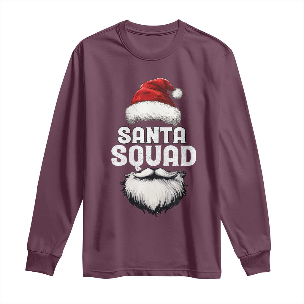 Funny Christmas Long Sleeve Shirt Santa Squad Xmas Team Family Matching TS11 Maroon Print Your Wear