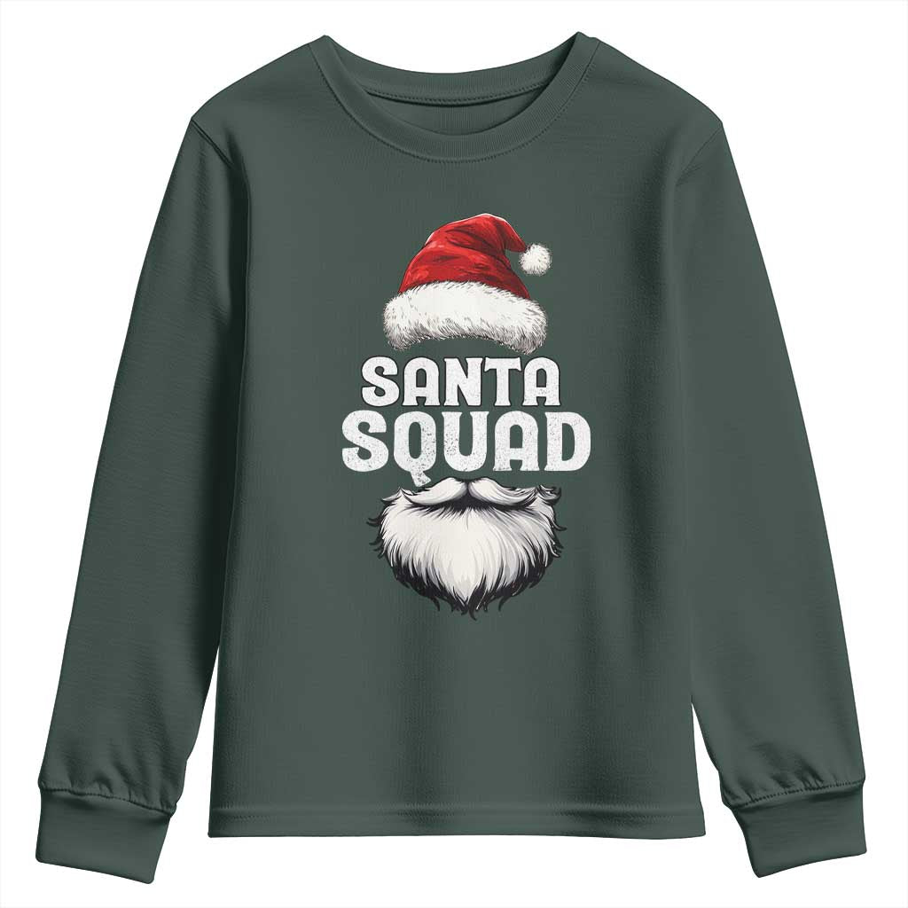 Funny Christmas Youth Sweatshirt Santa Squad Xmas Team Family Matching TS11 Dark Forest Green Print Your Wear