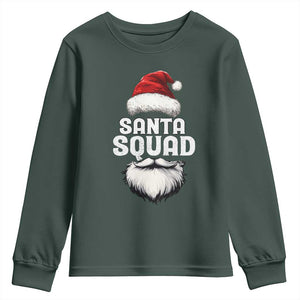 Funny Christmas Youth Sweatshirt Santa Squad Xmas Team Family Matching TS11 Dark Forest Green Print Your Wear