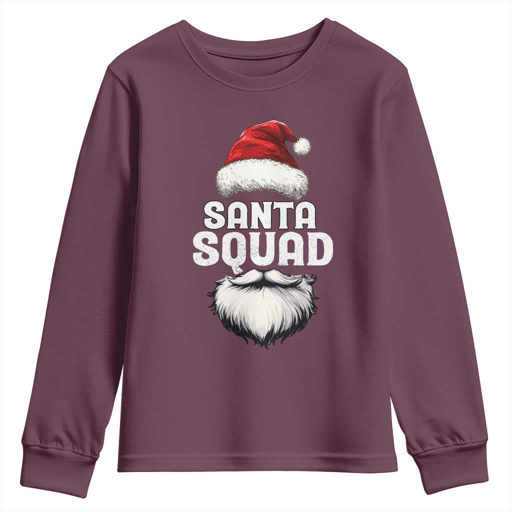 Funny Christmas Youth Sweatshirt Santa Squad Xmas Team Family Matching TS11 Maroon Print Your Wear
