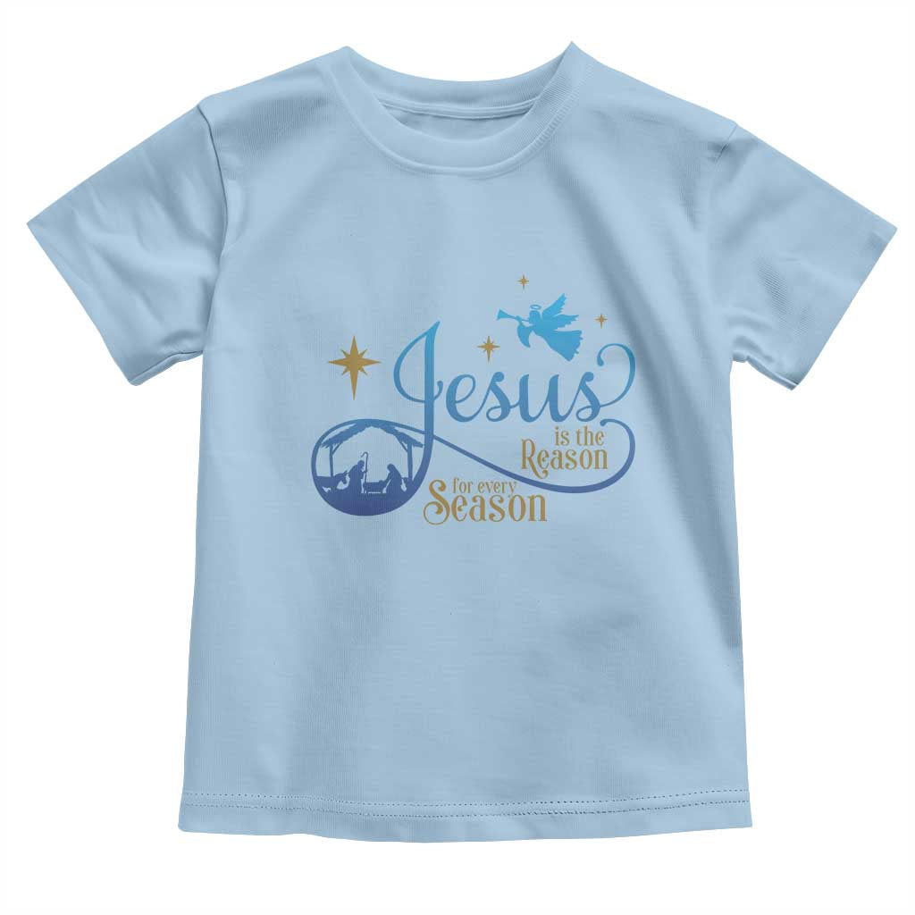 Jesus Is The Reason For The Season Baby Shirt Nativity Scene TS11 Light Blue Print Your Wear