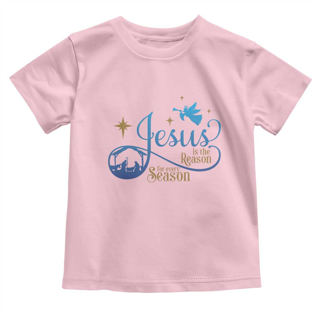 Jesus Is The Reason For The Season Baby Shirt Nativity Scene TS11 Light Pink Print Your Wear