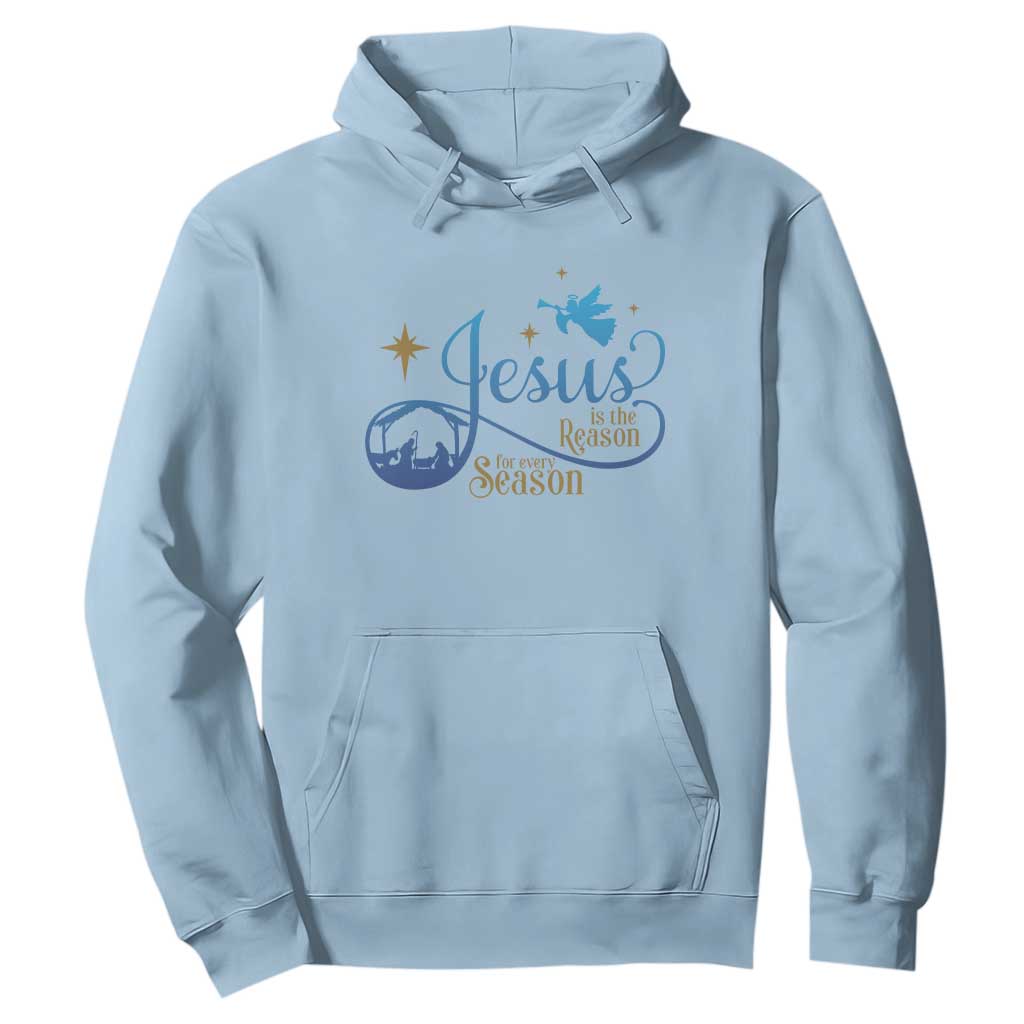 Jesus Is The Reason For The Season Hoodie Nativity Scene TS11 Light Blue Print Your Wear