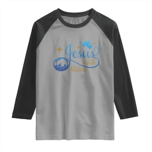 Jesus Is The Reason For The Season Raglan Shirt Nativity Scene TS11 Sport Gray Black Print Your Wear
