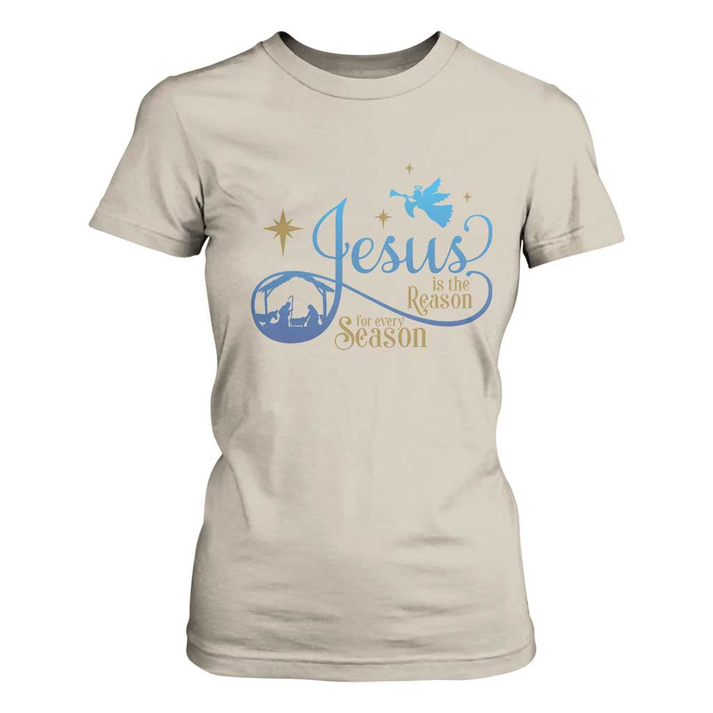 Jesus Is The Reason For The Season T Shirt For Women Nativity Scene TS11 Sand Print Your Wear