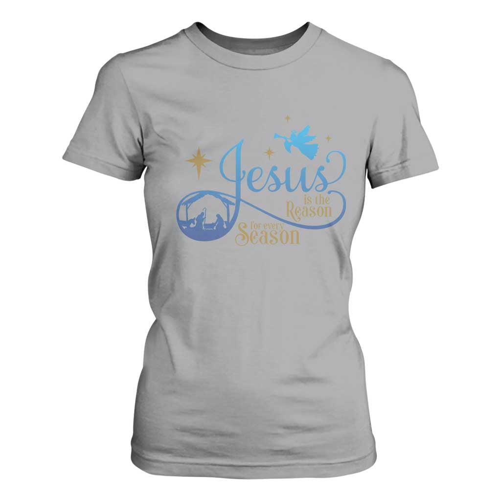 Jesus Is The Reason For The Season T Shirt For Women Nativity Scene TS11 Sport Gray Print Your Wear