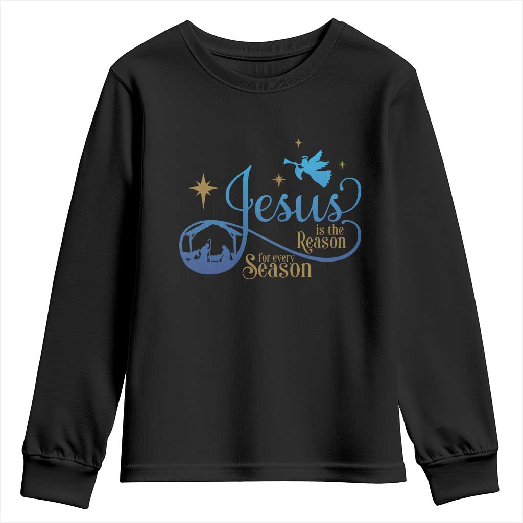 Jesus Is The Reason For The Season Youth Sweatshirt Nativity Scene TS11 Black Print Your Wear