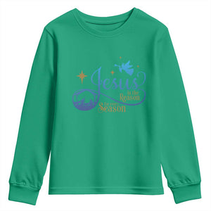 Jesus Is The Reason For The Season Youth Sweatshirt Nativity Scene TS11 Irish Green Print Your Wear
