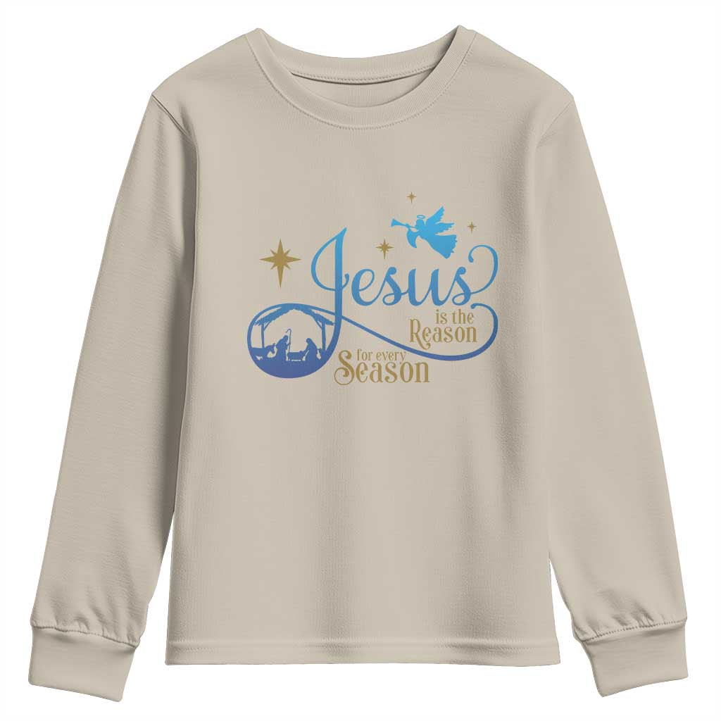 Jesus Is The Reason For The Season Youth Sweatshirt Nativity Scene TS11 Sand Print Your Wear