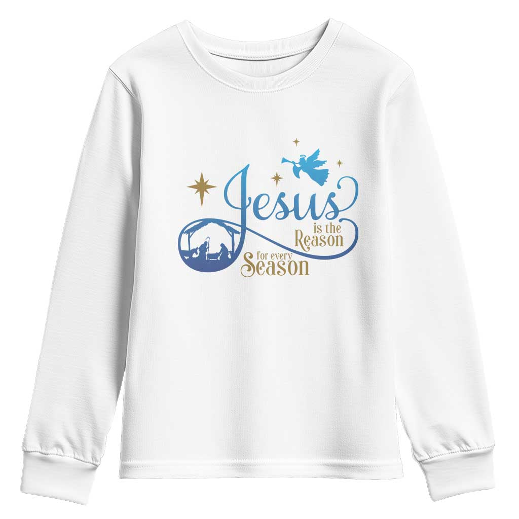 Jesus Is The Reason For The Season Youth Sweatshirt Nativity Scene TS11 White Print Your Wear
