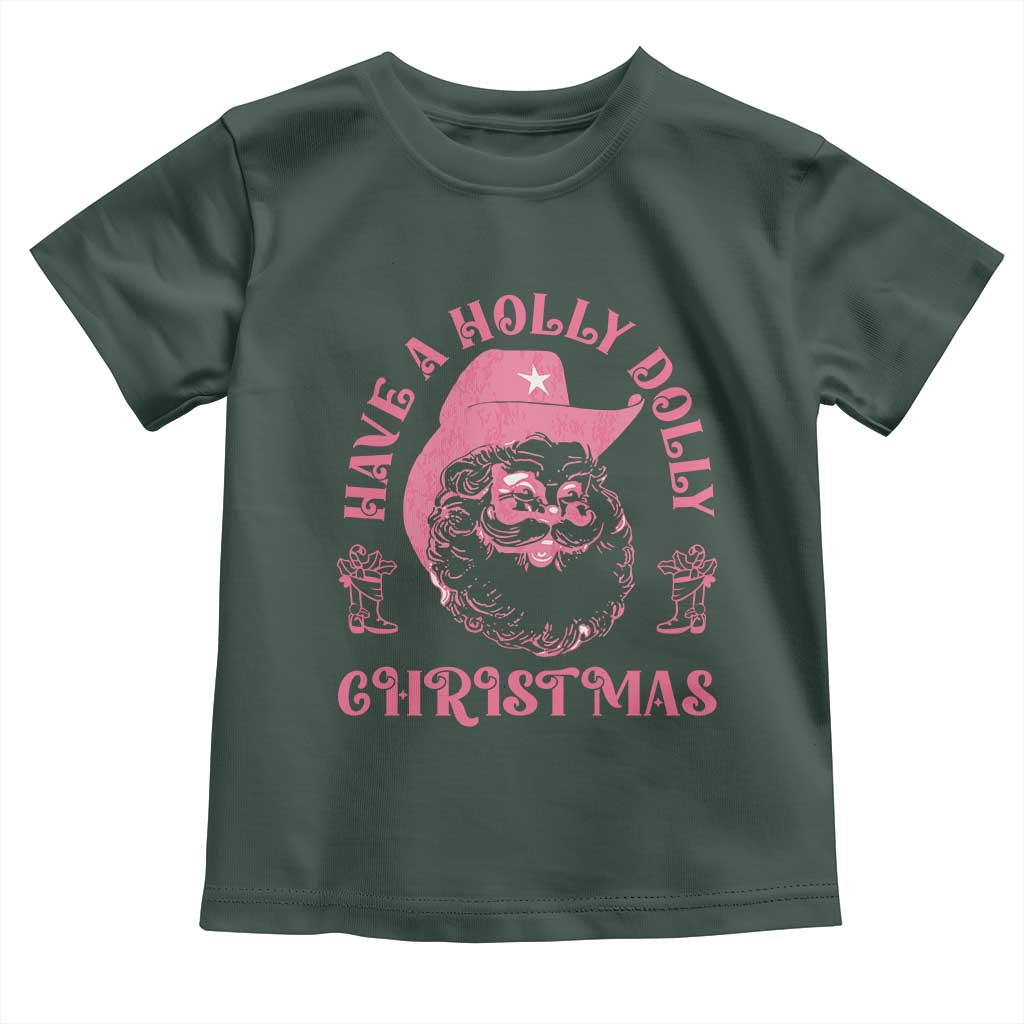 Western Christmas Baby Shirt Have A Holly Dolly Christmas Cowboy Santa TS11 Dark Forest Green Print Your Wear