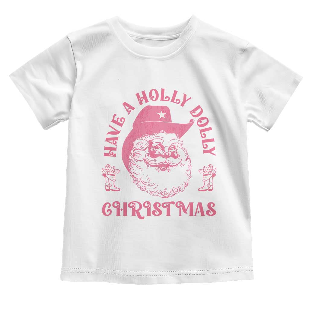 Western Christmas Baby Shirt Have A Holly Dolly Christmas Cowboy Santa TS11 White Print Your Wear