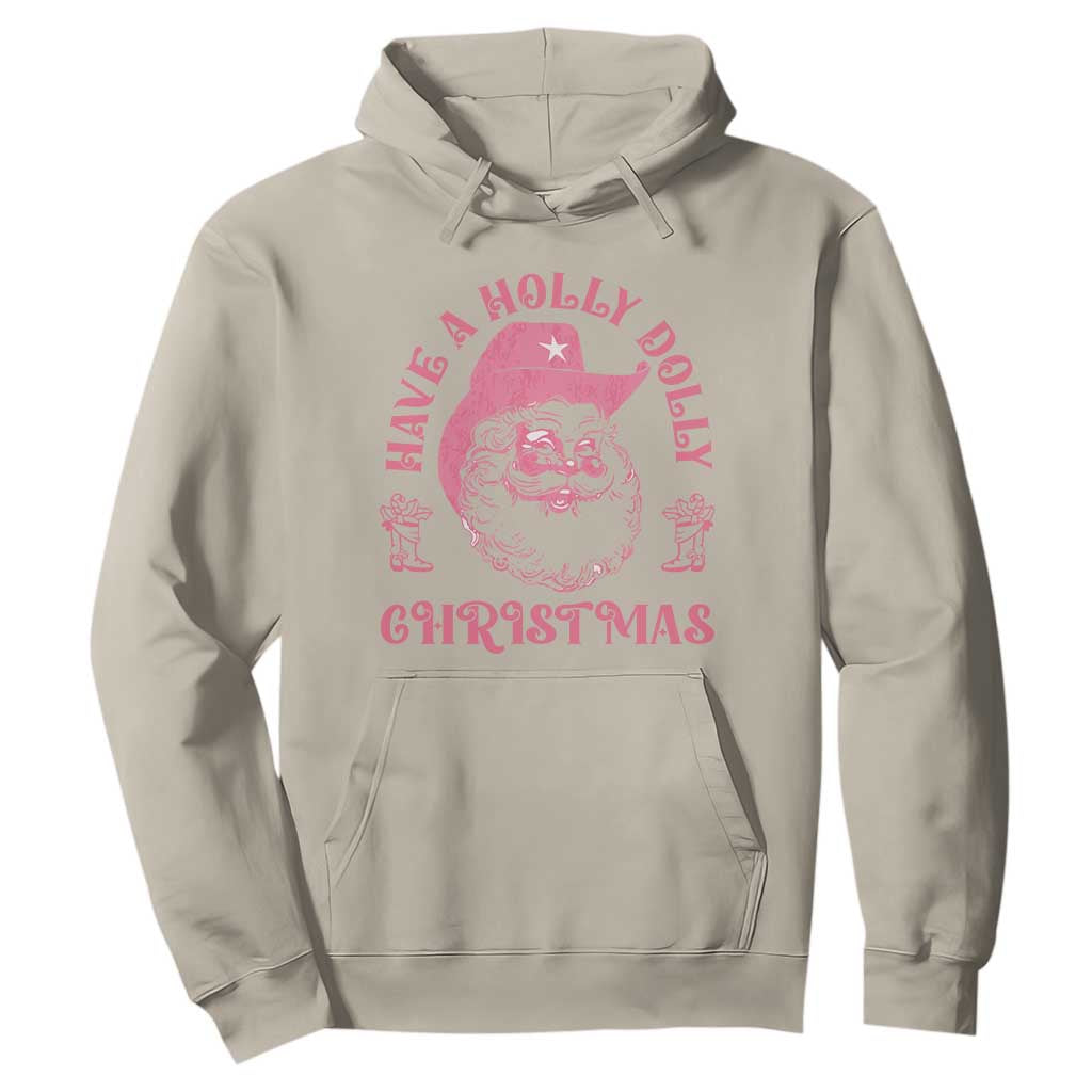 Western Christmas Hoodie Have A Holly Dolly Christmas Cowboy Santa TS11 Sand Print Your Wear