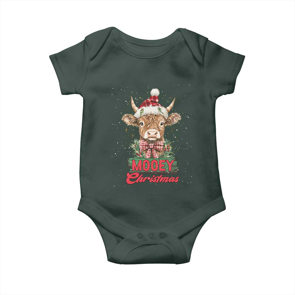 Funny Christmas Highland Cow Baby Onesie Mooey Christmas Western Cow Santa Hat TS11 Print Your Wear