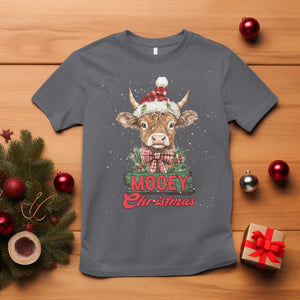Funny Christmas Highland Cow T Shirt Mooey Christmas Western Cow Santa Hat TS11 Charcoal Print Your Wear