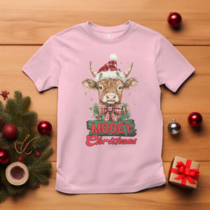 Funny Christmas Highland Cow T Shirt Mooey Christmas Western Cow Santa Hat TS11 Light Pink Print Your Wear