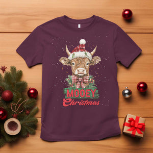 Funny Christmas Highland Cow T Shirt Mooey Christmas Western Cow Santa Hat TS11 Maroon Print Your Wear