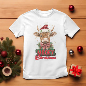 Funny Christmas Highland Cow T Shirt Mooey Christmas Western Cow Santa Hat TS11 White Print Your Wear
