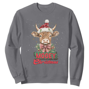 Funny Christmas Highland Cow Sweatshirt Mooey Christmas Western Cow Santa Hat TS11 Charcoal Print Your Wear