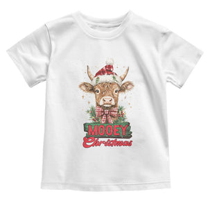 Funny Christmas Highland Cow Toddler T Shirt Mooey Christmas Western Cow Santa Hat TS11 White Print Your Wear
