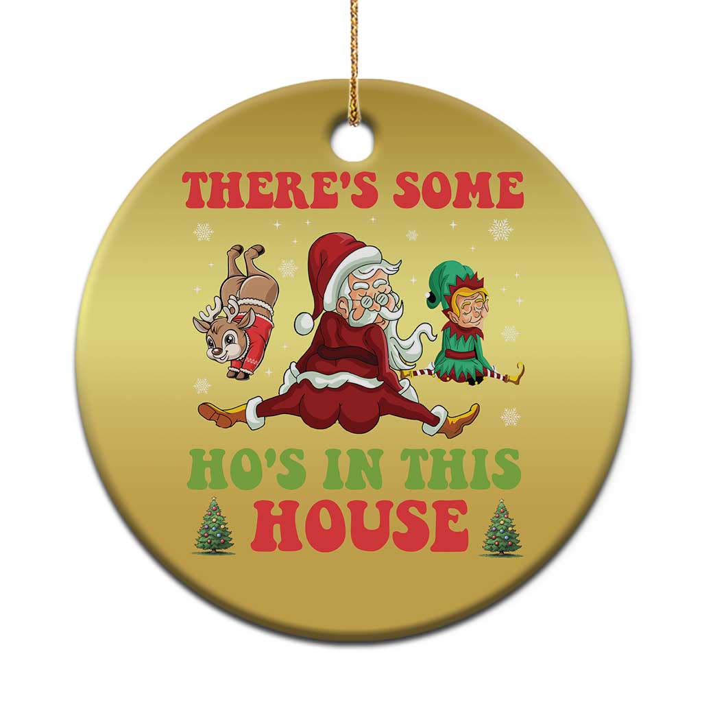 Funny Xmas Naughty Santa Christmas Ornament There's Some Ho's In This House Elf Reindeers TS11 Print Your Wear