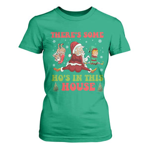 Funny Christmas Naughty Santa T Shirt For Women There's Some Ho's In This House Elf Reindeers TS11 Irish Green Print Your Wear