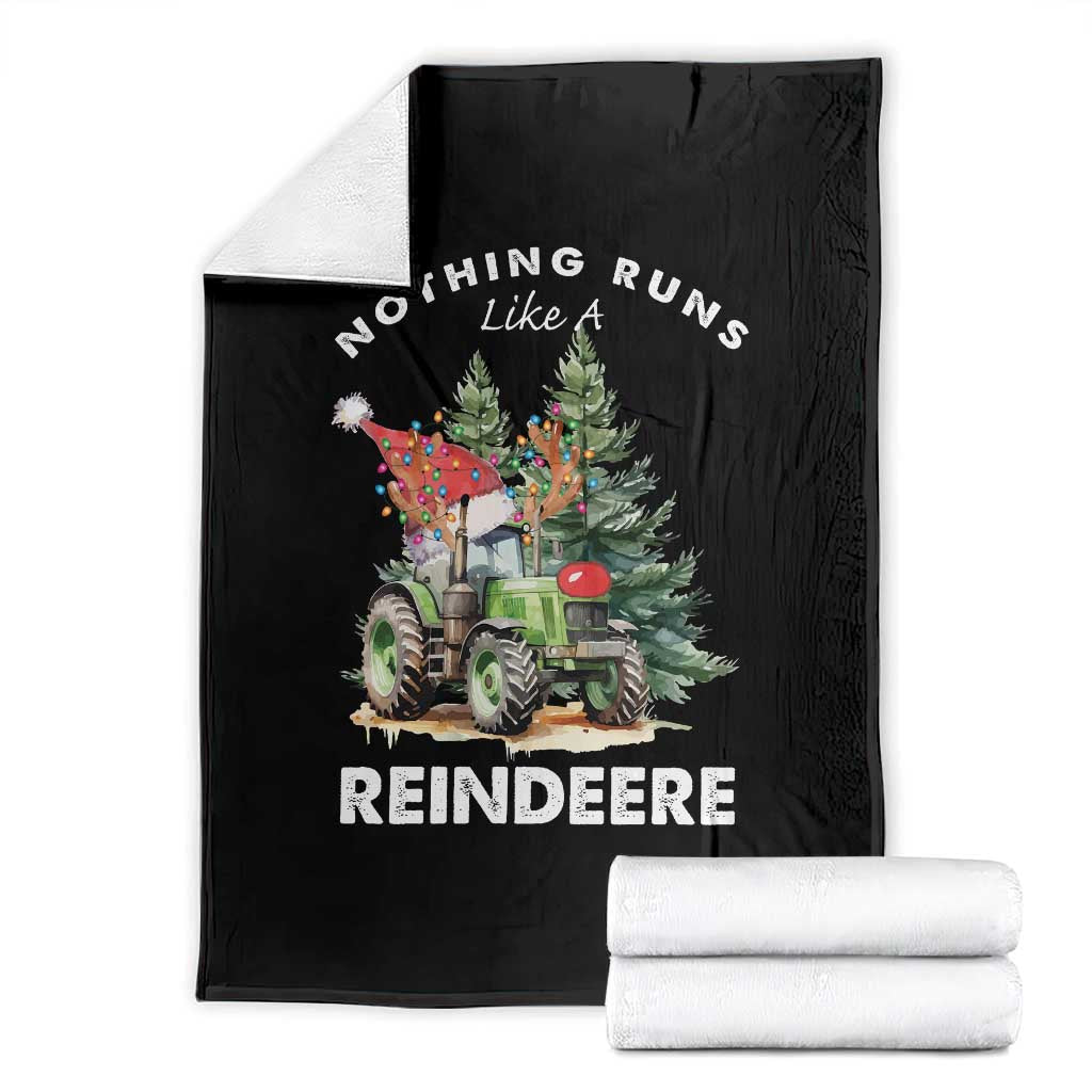 Funny Christmas Tractor Throw Blanket Nothing Runs Like A Reindeere Farmers TS11 Black Print Your Wear