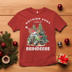 Funny Christmas Tractor T Shirt Nothing Runs Like A Reindeere Farmers TS11 Red Print Your Wear