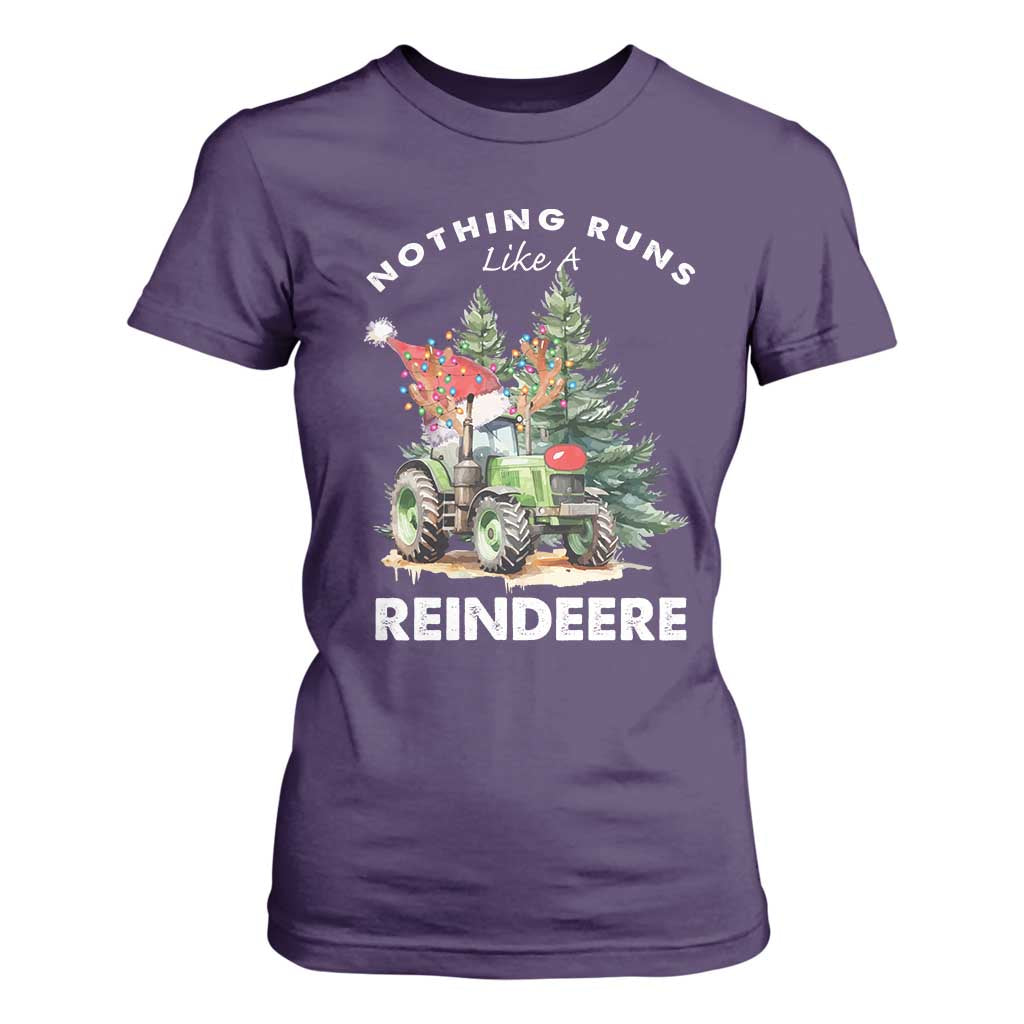 Funny Christmas Tractor T Shirt For Women Nothing Runs Like A Reindeere Farmers TS11 Purple Print Your Wear